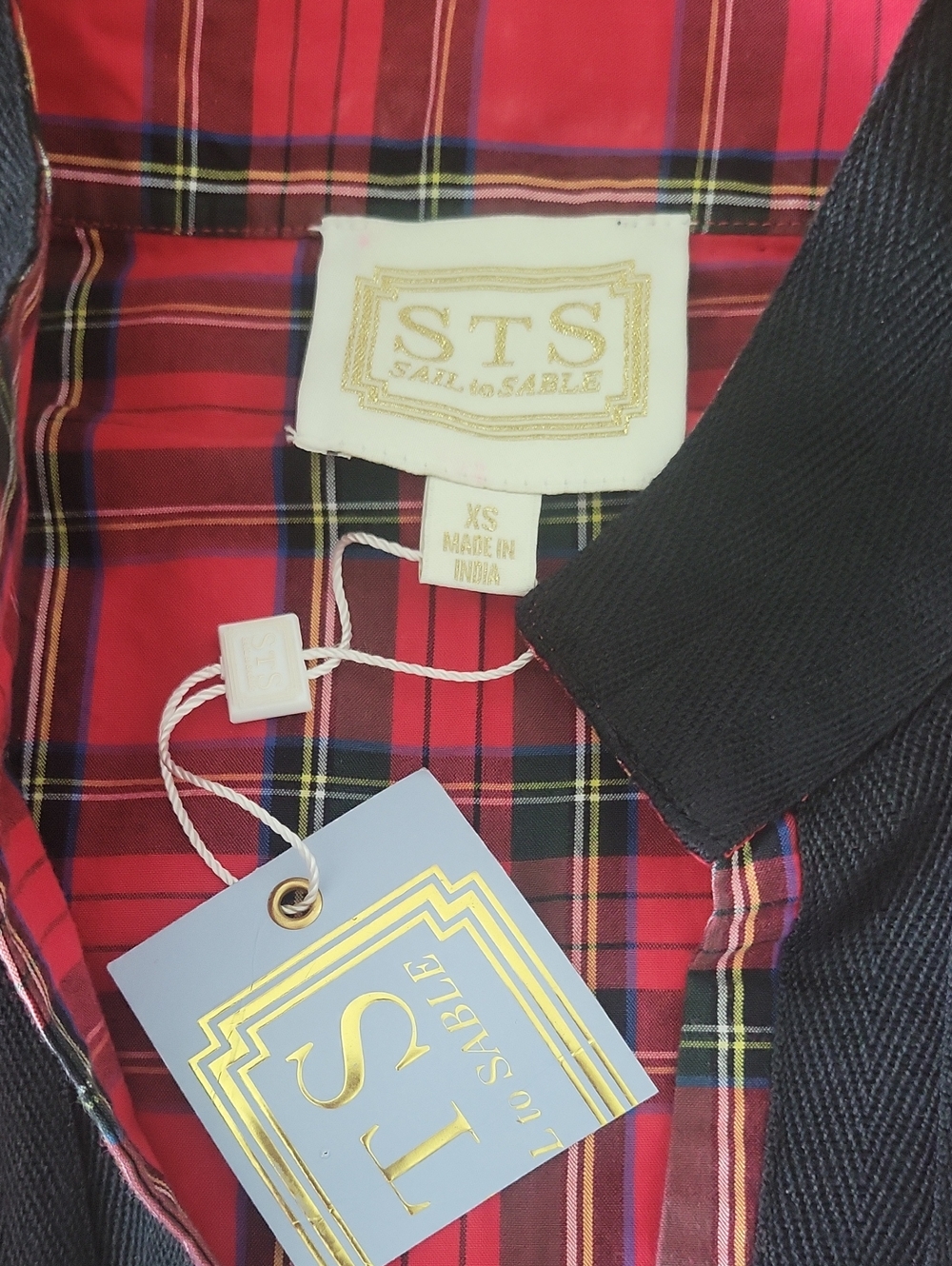 Sail To Sable Red Black Plaid Caftan Dress NWT Size XS - Picture 8 of 16